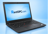 Lenovo ThinkPad L480 three-quarter angle with RentOPC.com branding
