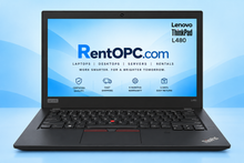 Lenovo ThinkPad L480 front view with RentOPC.com branding