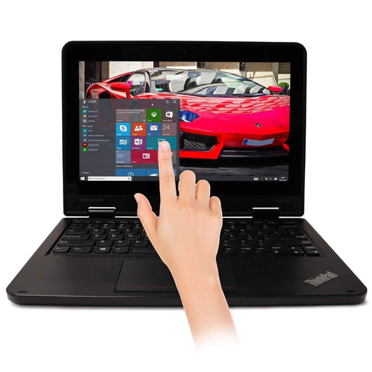 Front view of Lenovo ThinkPad 11e 5th Gen Yoga 11.6-inch touchscreen laptop,- Rentopc