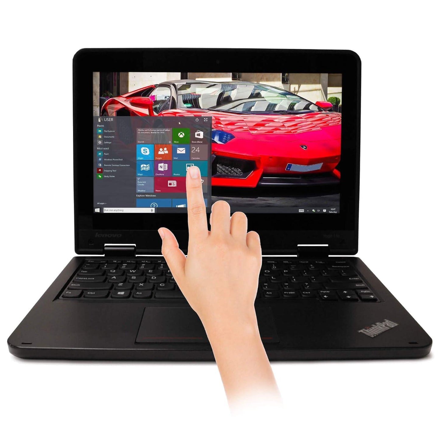Front view of Lenovo ThinkPad 11e 5th Gen Yoga 11.6-inch touchscreen laptop,- Rentopc