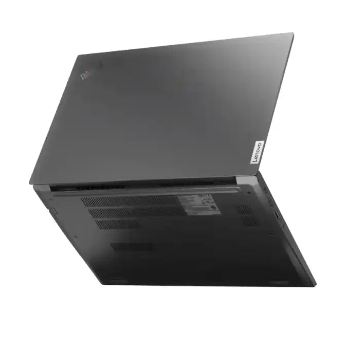 Lenovo laptop with open lid on a white background