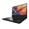 Black ThinkPad laptop with colorful screen on a white background