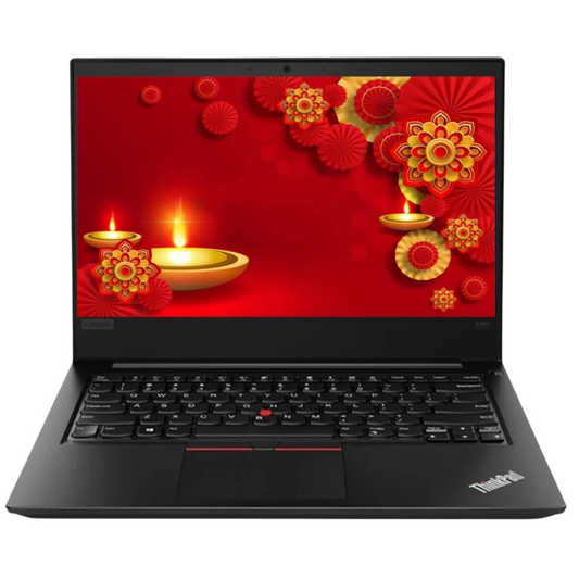 Lenovo ThinkPad L470 14-inch laptop with Intel Core i5 7th Gen, front angled view showing keyboard, display, trackpad and touchpad.- Rentopc