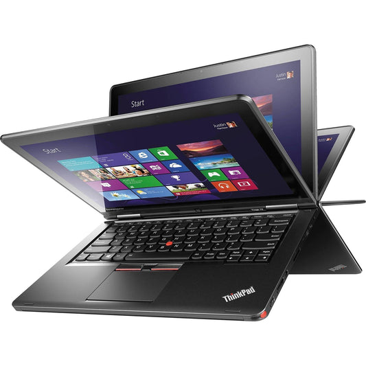 Lenovo ThinkPad S1 Yoga 12.5-inch 2-in-1 laptop in 360-degree flip mode with touchscreen and Windows interface.- Rentopc