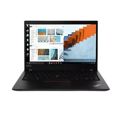 Laptop with a colorful display on a white background