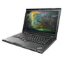 A black ThinkPad laptop shown open at an angle against a plain white background, with the screen displaying a fantasy game or artwork scene.