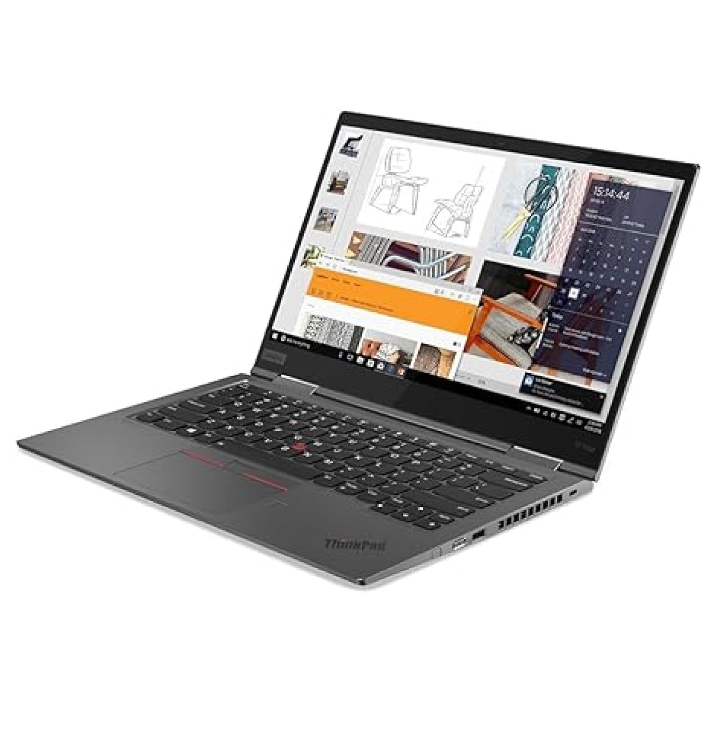 Lenovo ThinkPad X1 Carbon side profile showing keyboard, display, USB ports, and rear cooling vent.-Rentopc