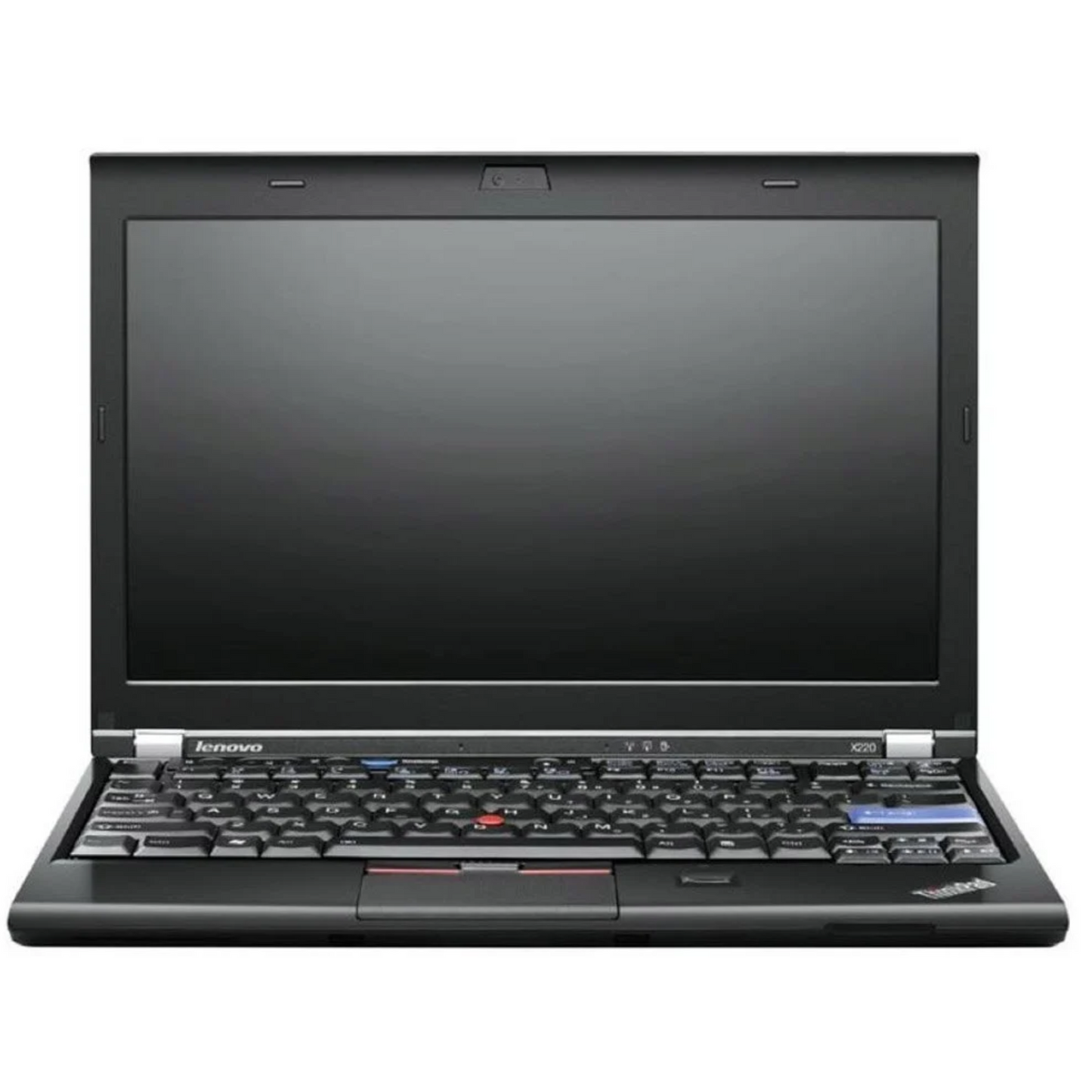 Lenovo ThinkPad X220 Intel Core i5 12.5" laptop open with visible keyboard, touchpad, and display.- Rentopc