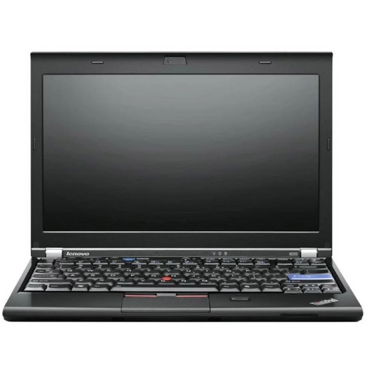 Lenovo ThinkPad X220 Intel Core i5 12.5" laptop open with visible keyboard, touchpad, and display.- Rentopc