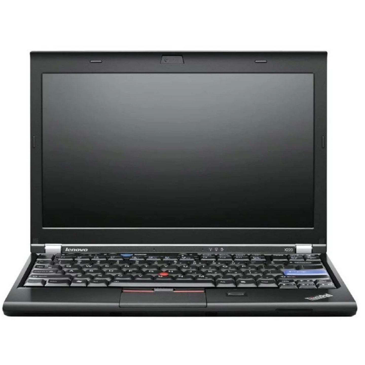 Lenovo ThinkPad X220 Intel Core i5 12.5" laptop open with visible keyboard, touchpad, and display.- Rentopc