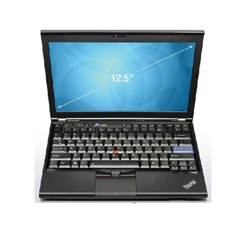 Lenovo ThinkPad X220 Intel Core i5 12.5" laptop top front view showing screen and keyboard.- Rentopc