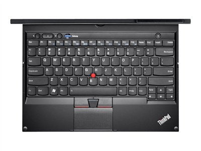 Top view of Lenovo ThinkPad X230 Intel Core i5 12.5-inch laptop showing full keyboard and touchpad layout.- Rentopc 