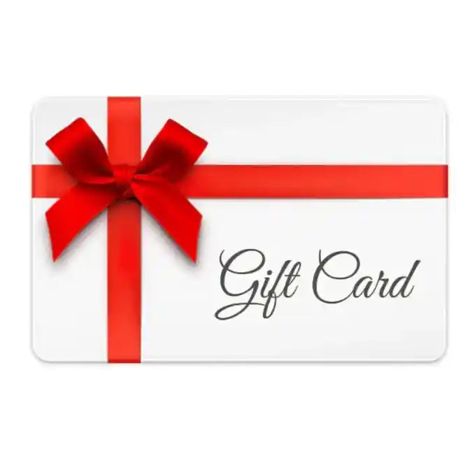 Gift card with a red bow on a white background