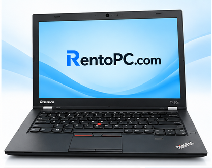Lenovo ThinkPad T430s slim front view with RentoPC.com background