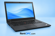 Lenovo ThinkPad T440 14-inch front-left angle with RentOPC.com branding